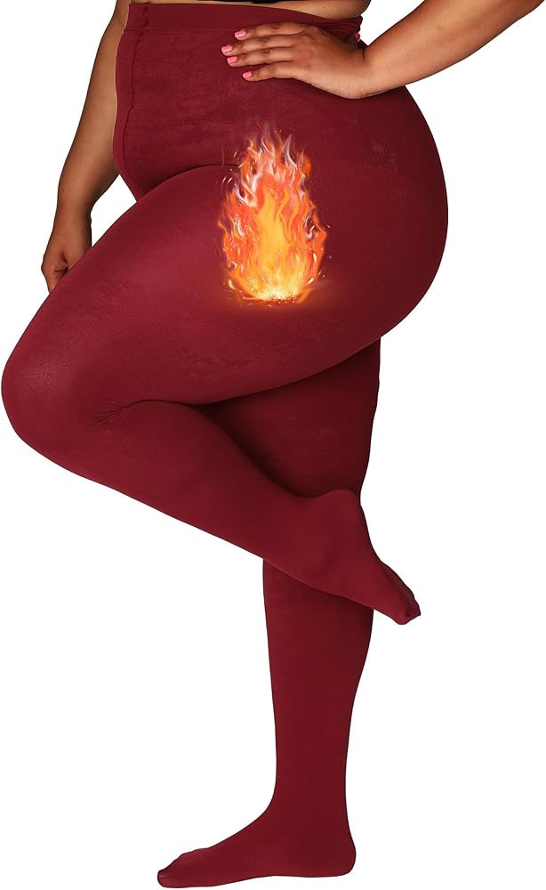 HONENNA Queen Plus Size Fleece Lined Tights, 11+ Colors Thermal Warm Winter Tights for Women, Med... | Amazon (US)