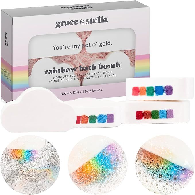 Rainbow Bath Bombs for Kids Girls (4-Pack) Christmas Bath Bombs for Kids - Vegan Bath Bomb Set - ... | Amazon (US)