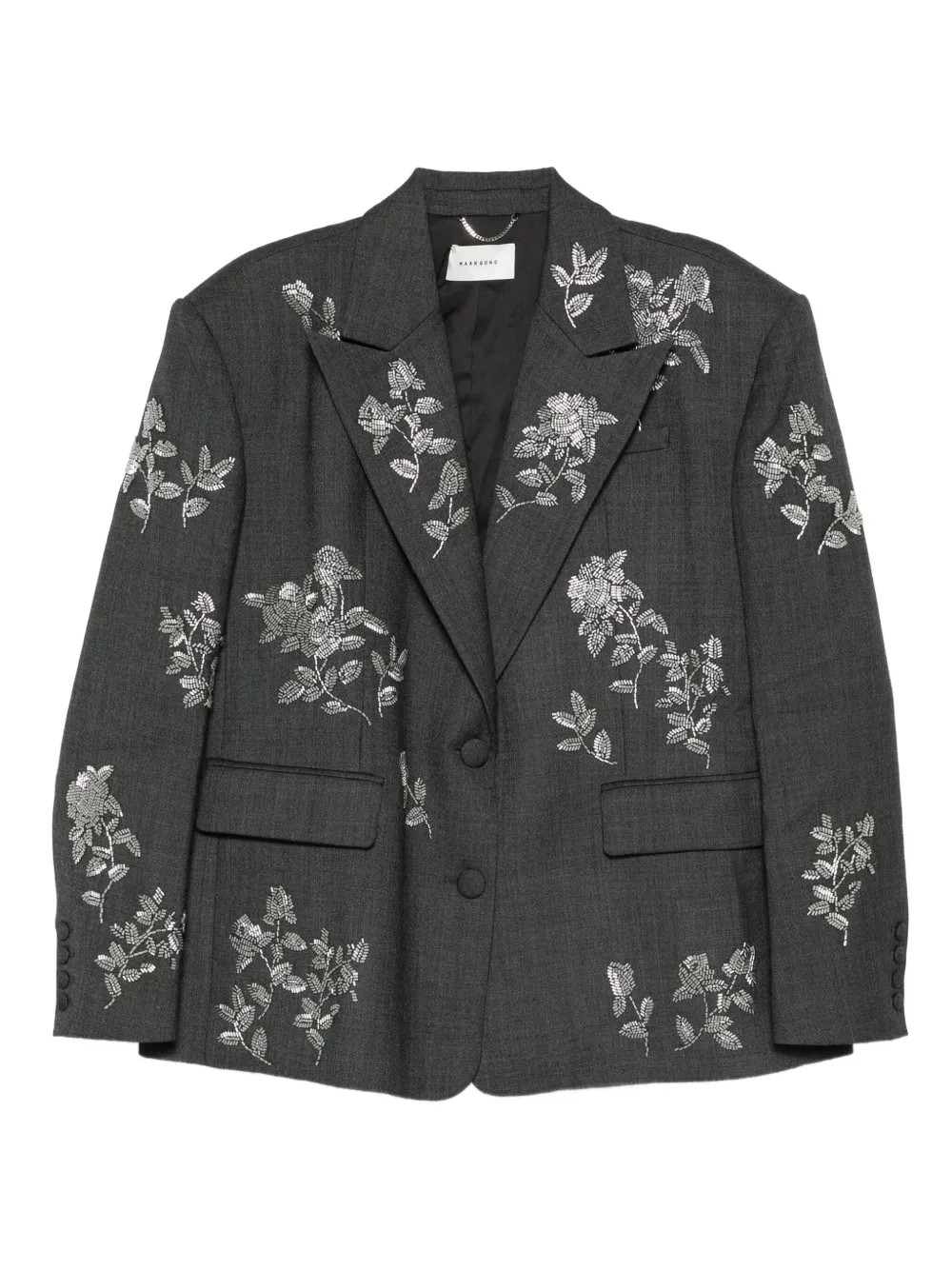 MARKGONG floral-embellished Button Jacket | Grey | FARFETCH | Farfetch Global
