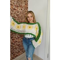 Handmade Crochet Sunflower Top, Granny Square Sweater, Boho Festival Colorful Pullover, Hippie Clothing | Etsy (US)