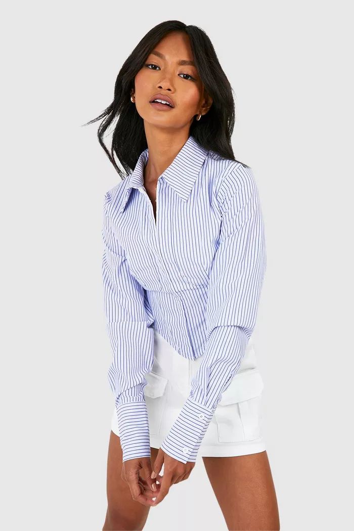 Corset Style Stripe Shirt | boohoo (US & Canada)