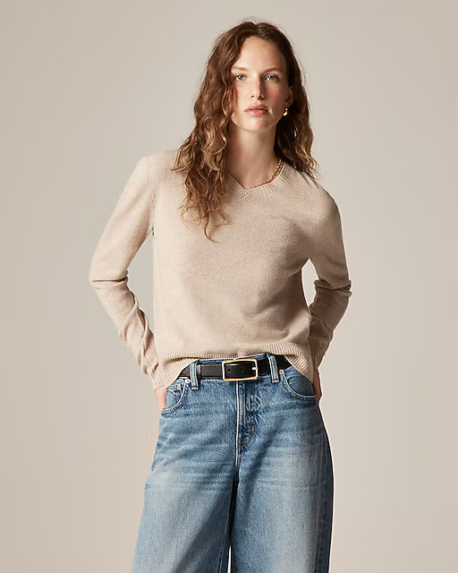 Cashmere high V-neck sweater | J. Crew US