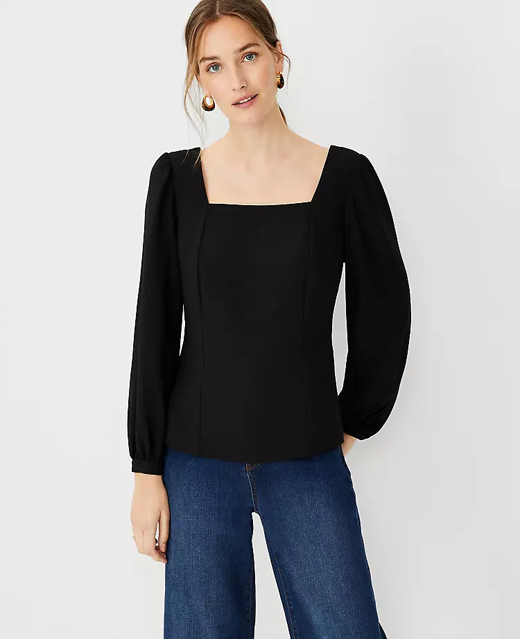 Square Neck Puff Sleeve Top | Ann Taylor (US)