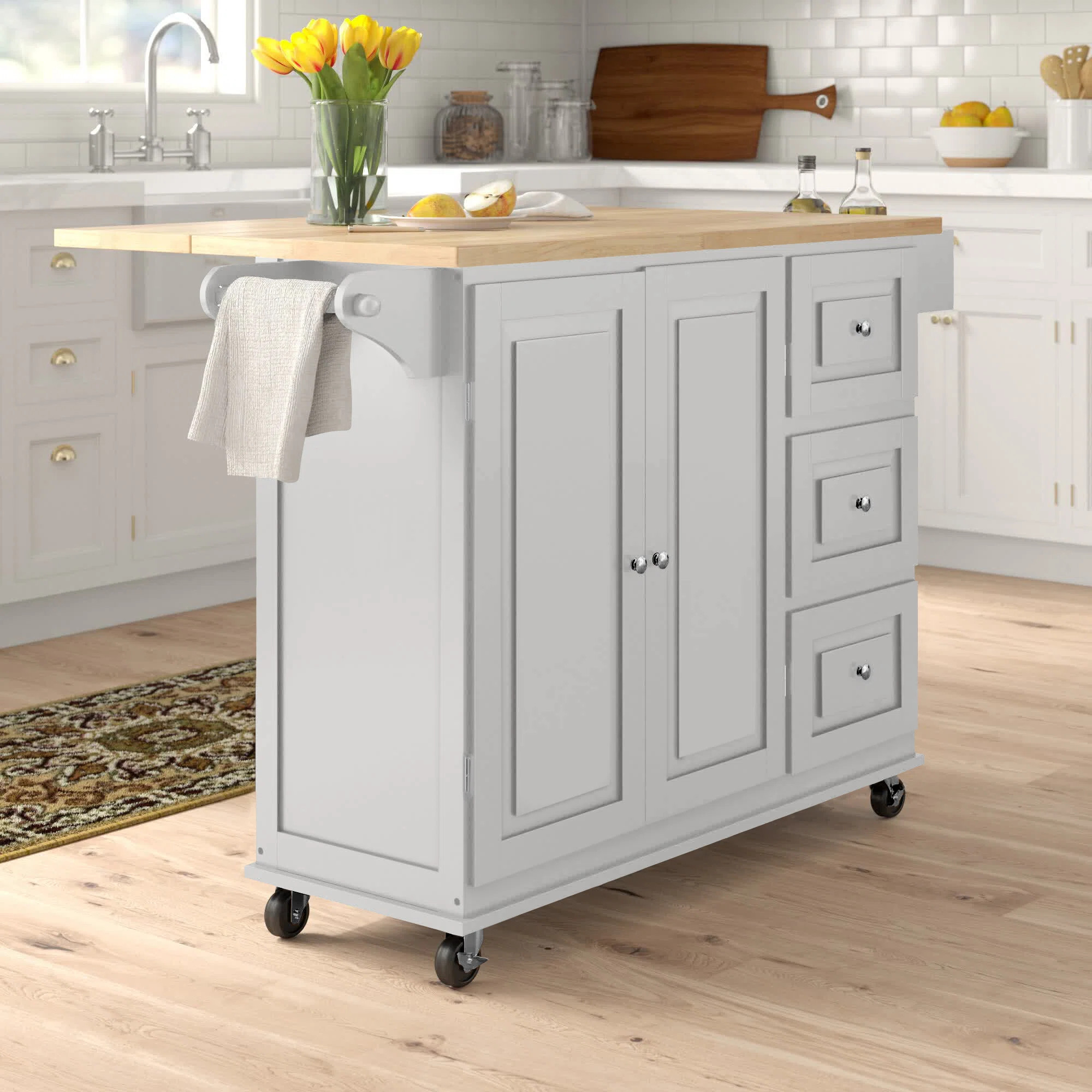 Hardiman 53.75" Kitchen Island with  Locking Wheels | Wayfair North America