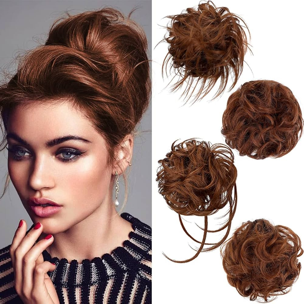 Qunlinta 4 PCS Messy Hair Bun Hairpiece Tousled Updo for Women Hair Extension Claw Ponytail Scrun... | Amazon (US)