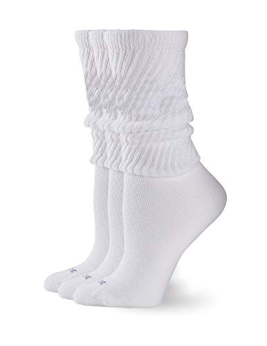 HUE Women's Slouch Socks 3 Pair Pack, White/White/White, One Size | Amazon (US)