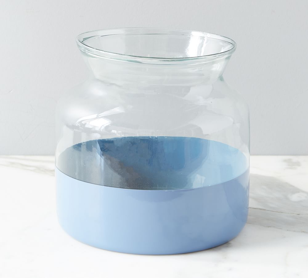 Color Block Glass Mason Jar Vase, Light Blue - 8&amp;quot; x 8.5&amp;quot; | Pottery Barn (US)