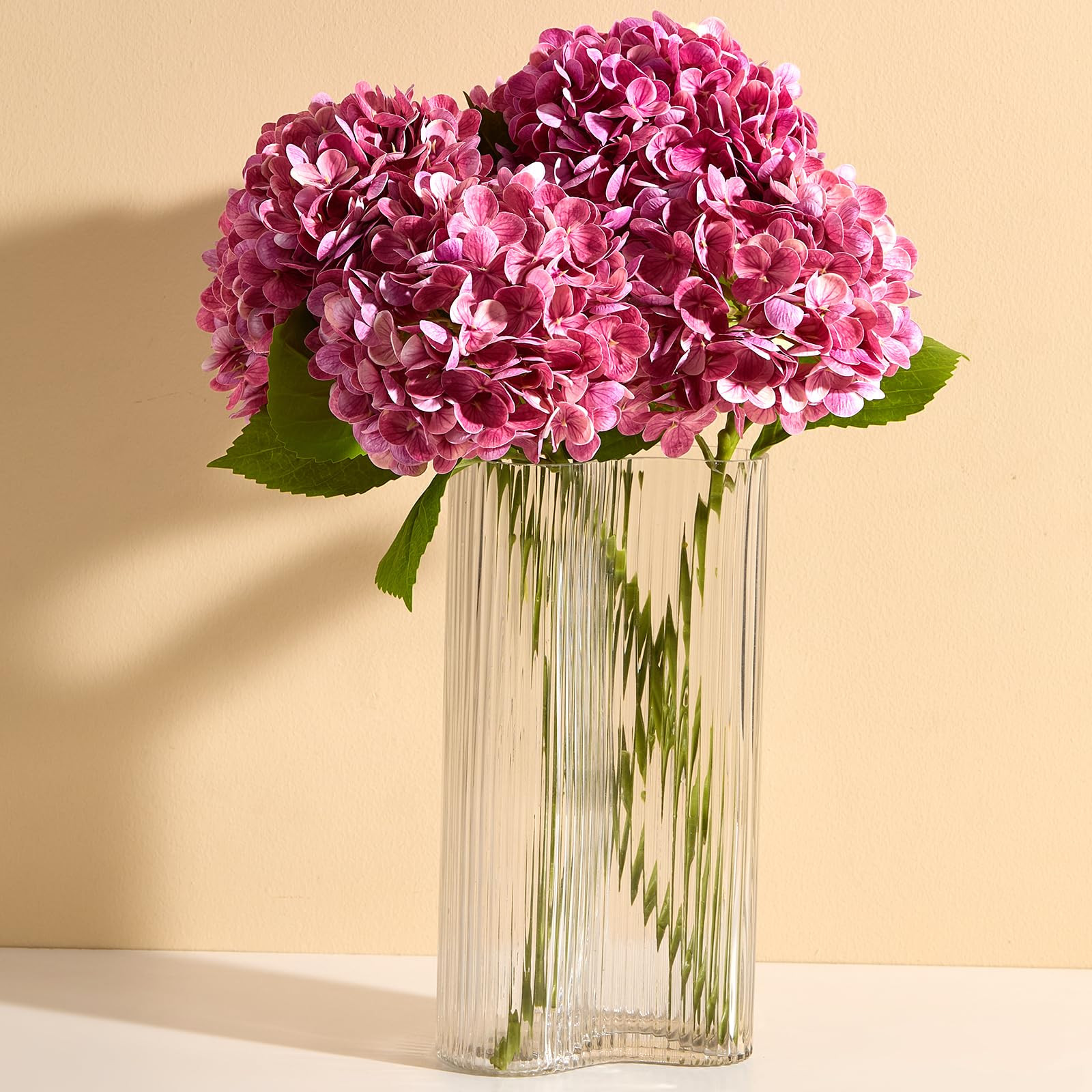 Real Touch Hydrangea Artificial Flowers 4PCS -20" Faux Hydrangea Flowers with Long Stem & Leaves ... | Amazon (US)
