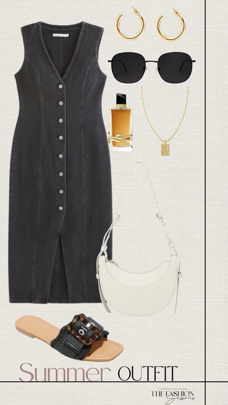 Summer Outfit | Denim Dress | Gold Accessories | White Bag | 

#LTKSeasonal #LTKstyletip #LTKshoecrush