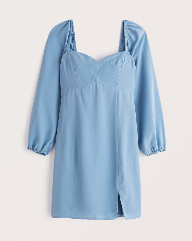 Long-Sleeve Corset Seamed Mini Dress | Abercrombie & Fitch (US)