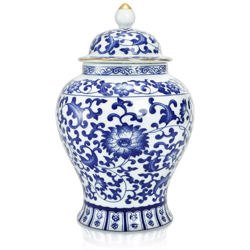 Goaste Blue and White Ginger Jar with Lid, 7.2 Inch Chinoiserie Porcelain Ginger Jars Airtight, Decorative Ceramic Tea Candy Storage Jar, Handmade Vintage Flower Vase for Home Decor, Sugar Nuts Herbs | Amazon (US)