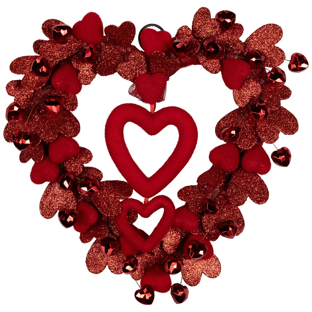 Northlight Red Heart Shaped Glittered Valentine's Day Wreath, 22-Inch | Target
