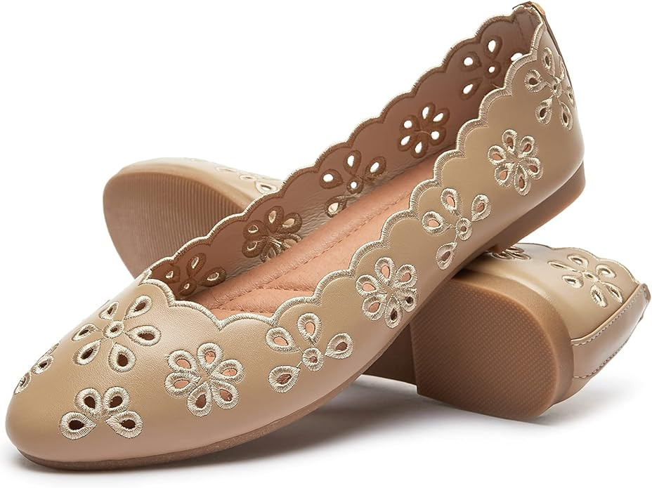 FRACORA Women's Ballet Flats Black PU Leather Dress Shoes Comfortable Round Toe Slip on Flats wit... | Amazon (US)