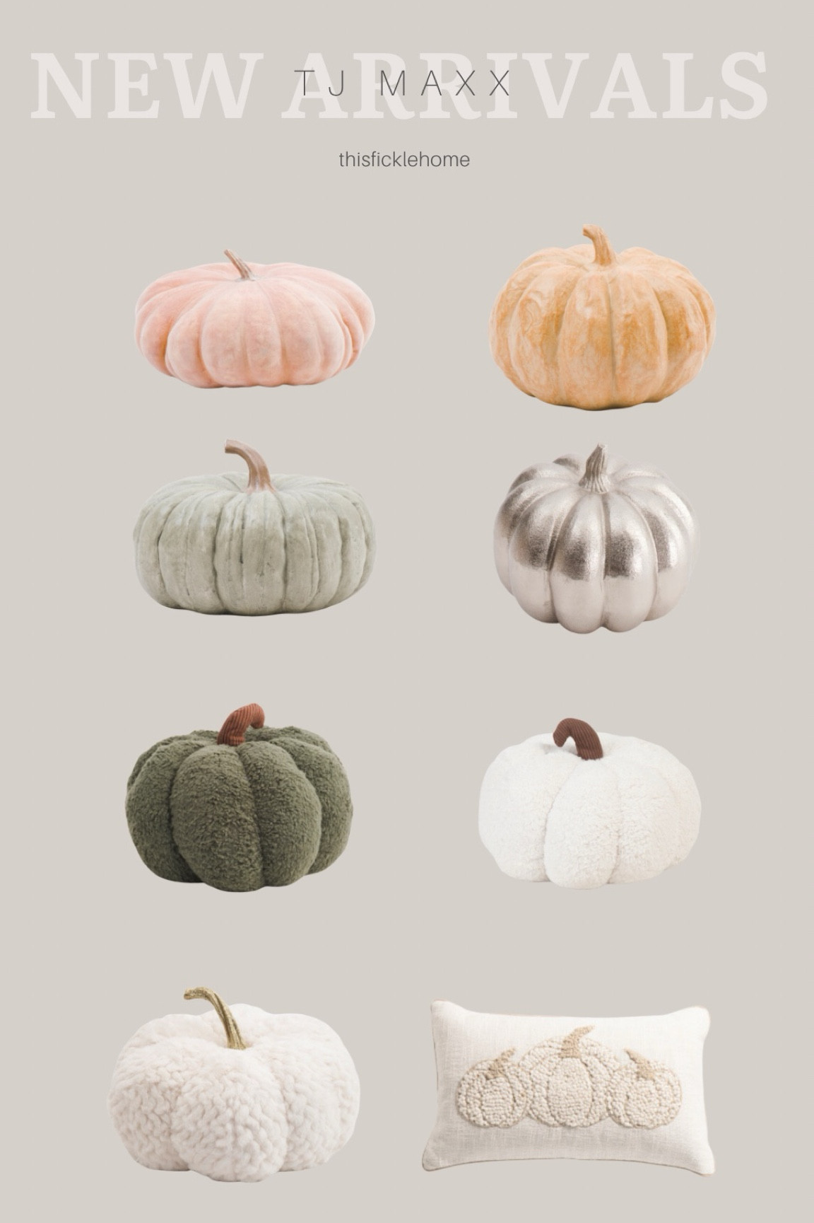 Affordable decorative pumpkins from TJ Maxx

Heirloom pumpkins. Plush pumpkins. Pumpkin pillow. 

#LTKHalloween #LTKHome #LTKSaleAlert