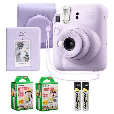 Fujifilm Instax Mini 12 Instant Camera Lilac Purple Bundle – Includes 40-Sheets Instax Mini Film, Protective Case, and Mini Photo Album | Target