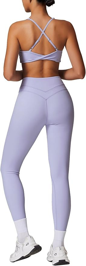 Womens Workout Sets Adjustable Straps Sports Bras and High Waist Leggings Sets Pilates 2 Piece Ou... | Amazon (US)