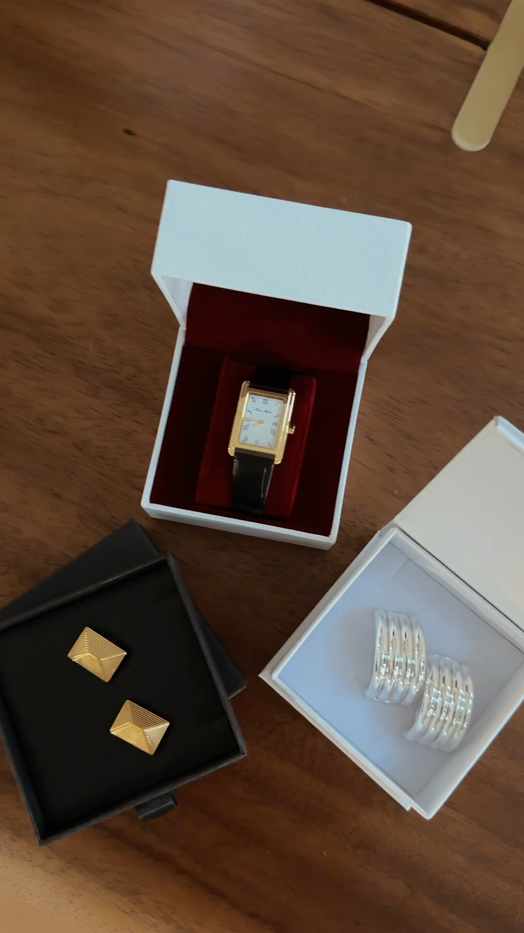 Got home to the prettiest accessories! Watch is a dream, looks so chic and old money. I love the bold silver earrings for a fun outing but the small rectangle ones are perfect and so unique for everyday! 

#LTKSeasonal #LTKootd #LTKOver40