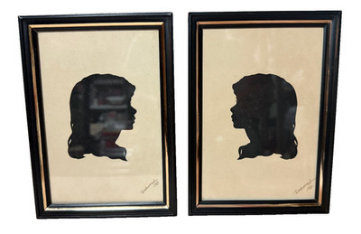Vintage Pair Silhouette Portraits Of Young Girl 2 Signed Deborah 1981 Framed 7x5 | eBay US