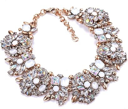 Bib Statement Necklace Colorful Glass Crystal Collar Choker Necklace for Women Fashion Accessorie... | Amazon (US)