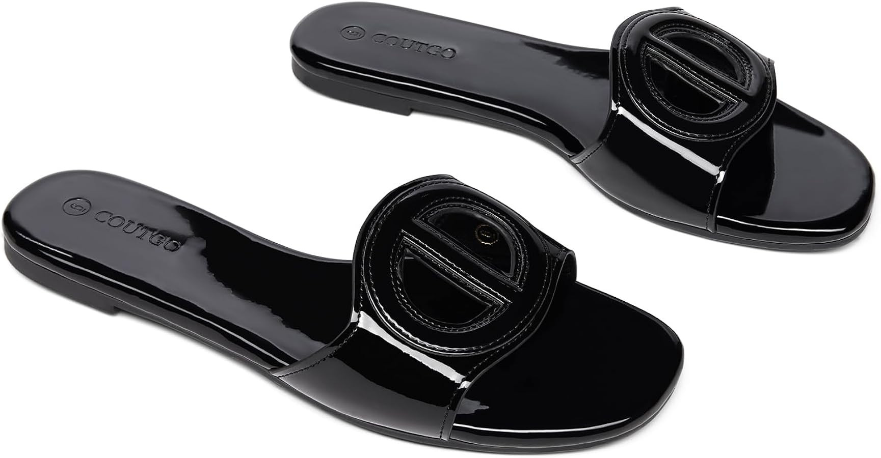 Coutgo Women's Open Toe Leather Summer Slide Sandals | Amazon (US)