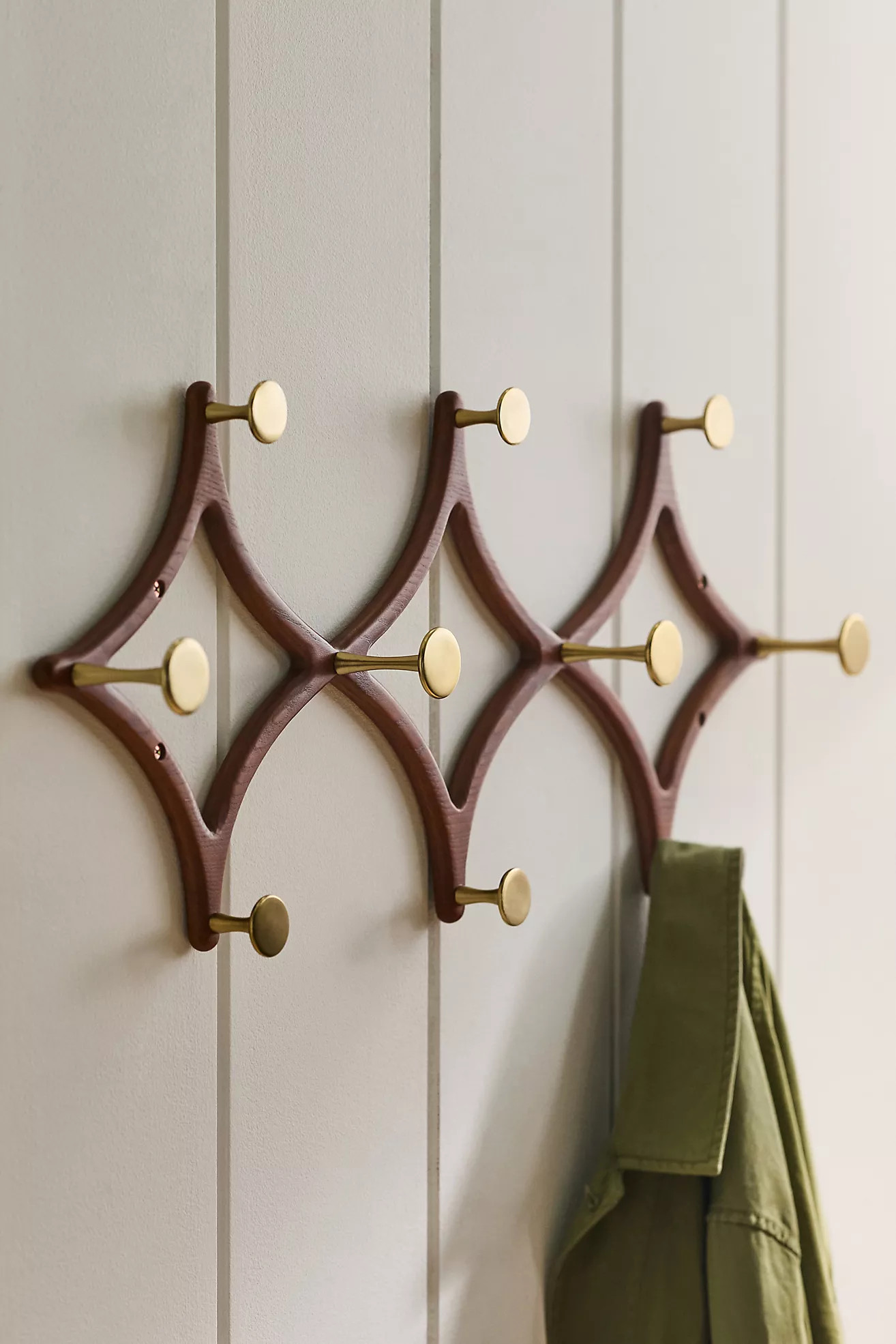 Cambridge Ash Wood Brass Hook Rack | Anthropologie (US)