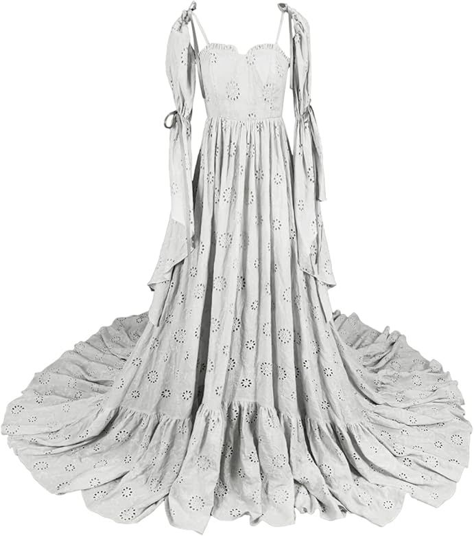 Women’s Long Wedding Scarf Soft Nightgown Sleepwear Puffy Robe Perspective Dress | Amazon (US)