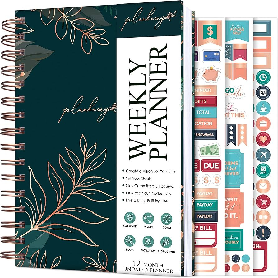 PLANBERRY Weekly Planner – Undated Life Organizer & Budget Planner – Time Management, Goal Se... | Amazon (US)