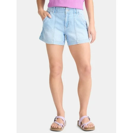 Time and Tru Women s and Women’s Plus High Rise Denim Utility Shorts Sizes 0-22 | Walmart (US)