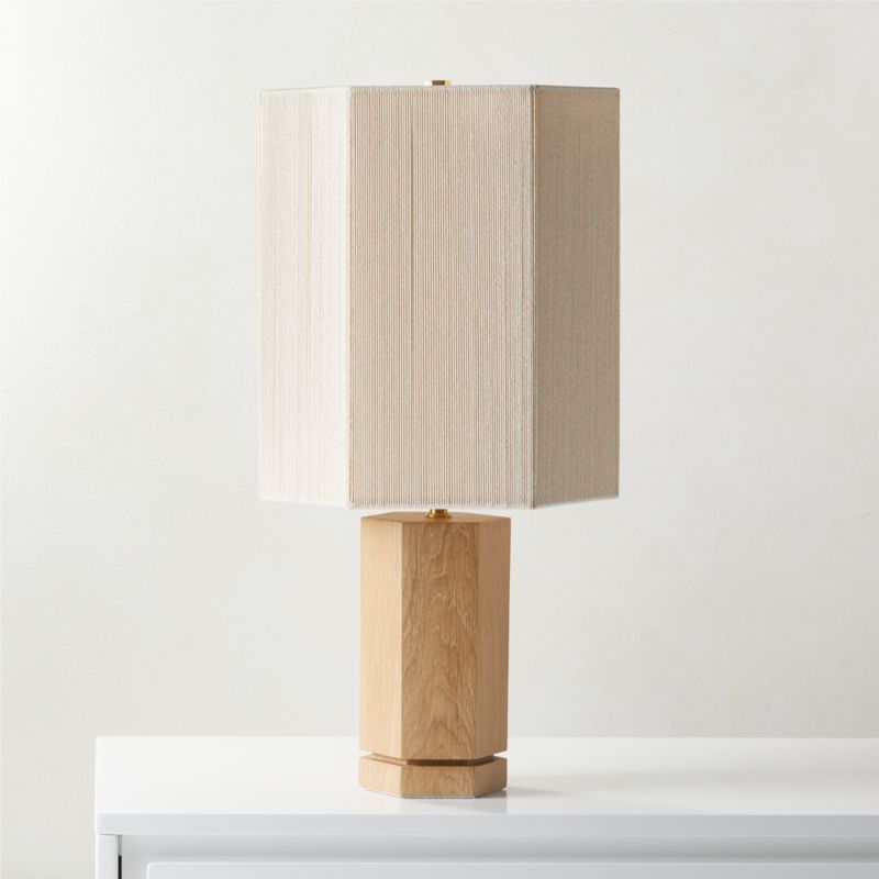 Maya White Ebonized Oak Wooden Modern Table Lamp | CB2 | CB2