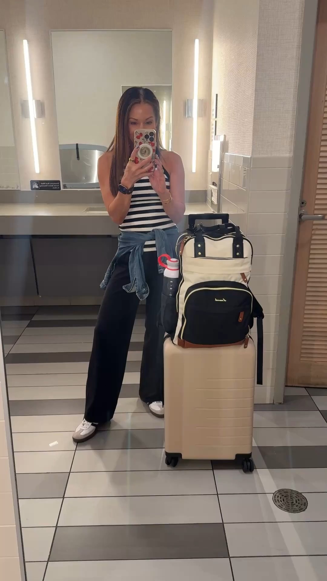 Airport outfit, favorite carryon suitcase & 17” backpack.  Butterlift wide leg pants XS 29”, built in bra tank XS  

#LTKootd #LTKSeasonal #LTKTravel