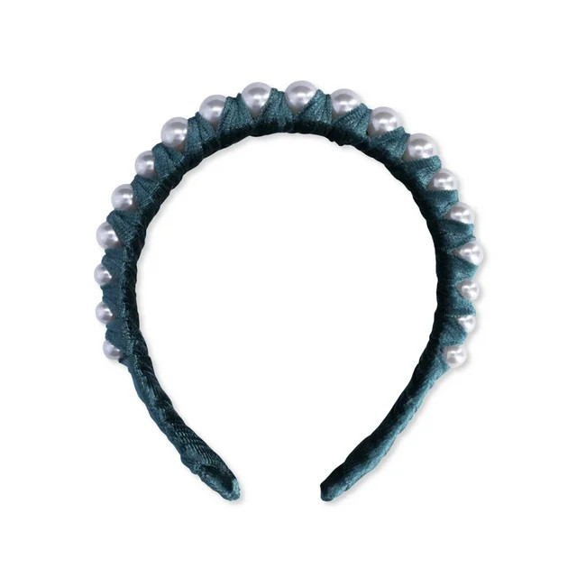 Time and Tru Women's Wrapped Velvet Headband with Faux Pearls | Walmart (US)