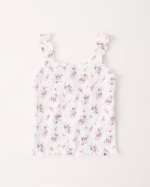 smocked ruffle tank | Abercrombie & Fitch (US)