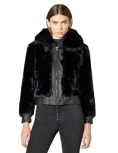 [BLANKNYC] Women's Faux Fur Coat Outerwear, Black Noise, L | Amazon (US)