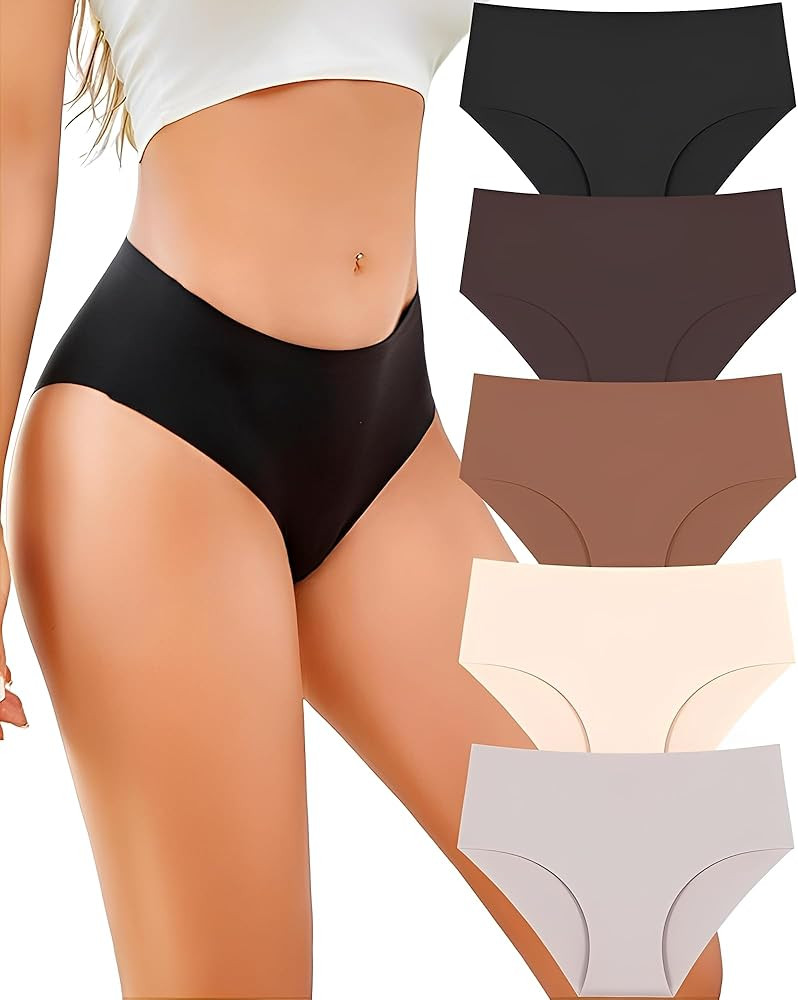 UNDER THE SEA Seamless Underwear for Women Plus Size Mid Rise Lingerie Brief Sexy No Show Panties... | Amazon (US)