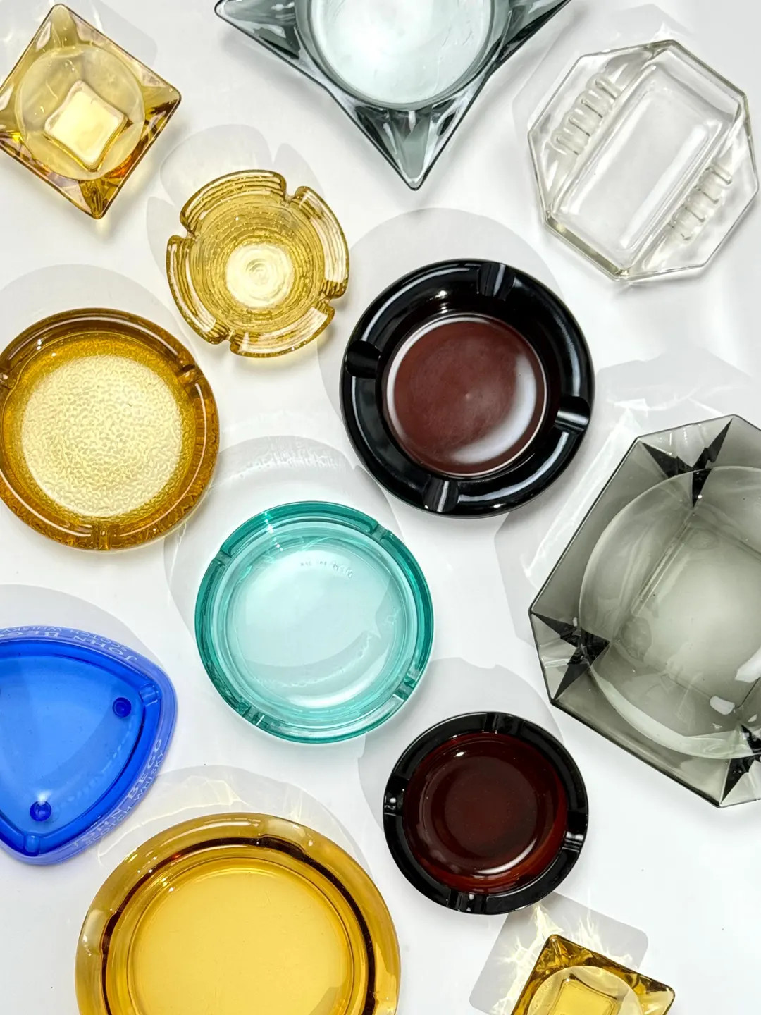 Vintage 70s Mixed Glass Ashtrays, Assorted Retro Chunky Round Square Yellow Cobalt Green Amber Gl... | Etsy (US)