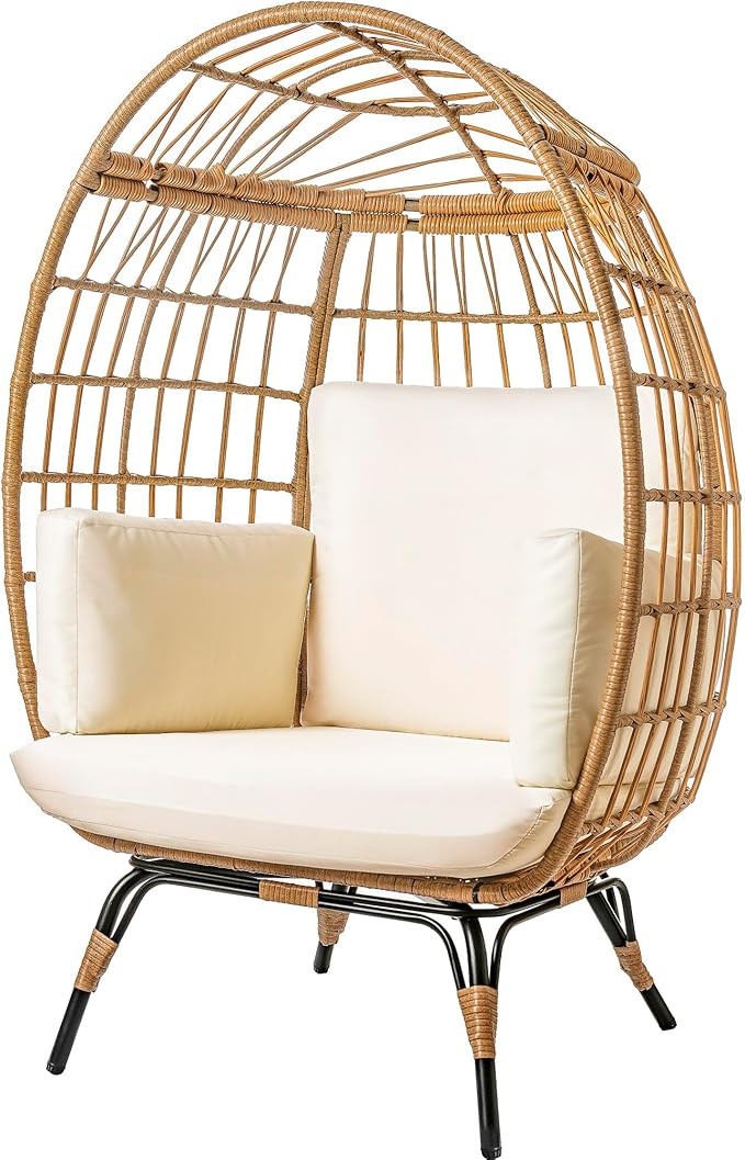 Wicker Egg Chair Outdoor - Patio Chair, Rattan Chair, Wicker Chair PE Rattan Perfect for Backyard... | Amazon (US)