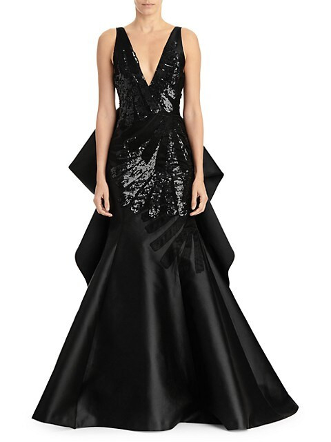 Carolina Herrera Sleeveless Sequin &amp; Satin Trumpet Gown on SALE | Saks OFF 5TH | Saks Fifth Avenue OFF 5TH