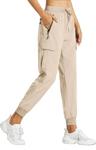 Libin Women's Cargo Joggers Lightweight Quick Dry Hiking Pants Athletic Workout Lounge Casual Outdoor, Light khaki XXL | Amazon (US)