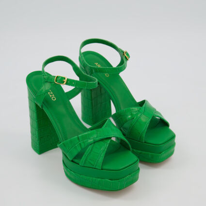 Green Croc Patterned Heeled Sandals | TK Maxx