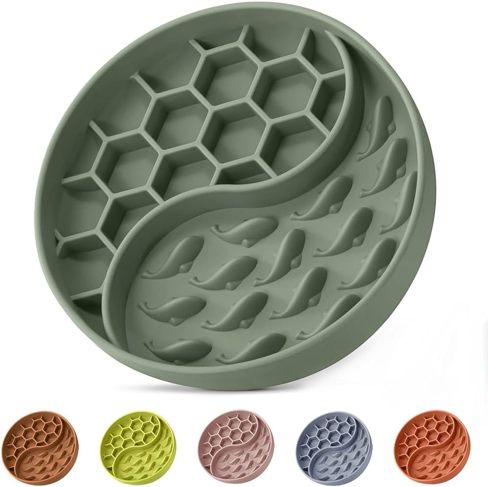 Slow Feeder Dog Bowls, Silicone Pet Food Bowls with Suction Cups, Non-Slip Dog Feeding Slow Down ... | Amazon (US)