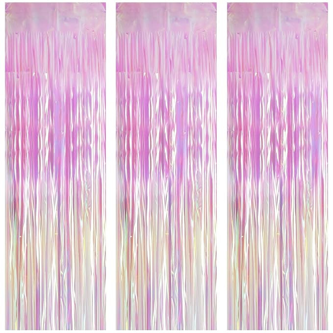 JVIGUE 3 Pack Foil Curtains Metallic Foil Fringe Curtain for Birthday Party Photo Backdrop Weddin... | Amazon (US)