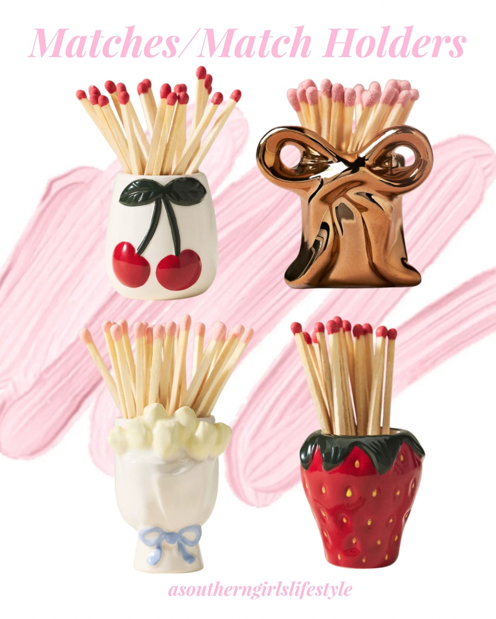 Absolutely adorable Match Holder with matchsticks. Sweet little housewarming gift with a candle  

Cherry, Bow, Roses with Bow & Strawberry

Home Decor. 

#LTKHome #LTKSeasonal