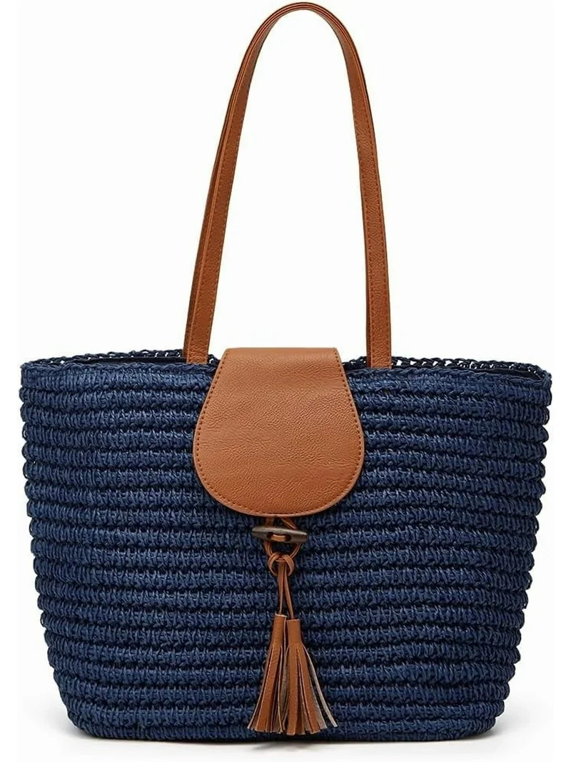Summer Straw Shoulder Bags for Women Large Woven Tote Purse Casual Beach Vacation Top Handle Hand... | Walmart (US)