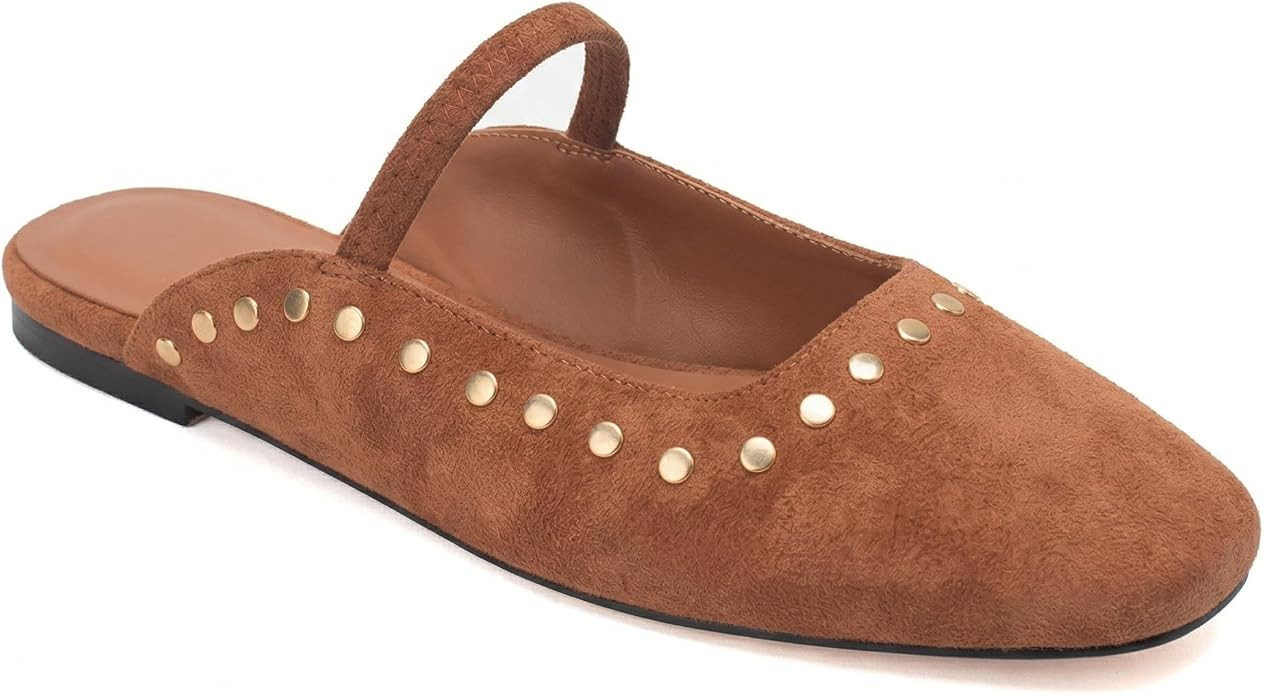 Flat Mules Sandals for Women Square Toe Mary Jane Flats Slip on | Amazon (US)