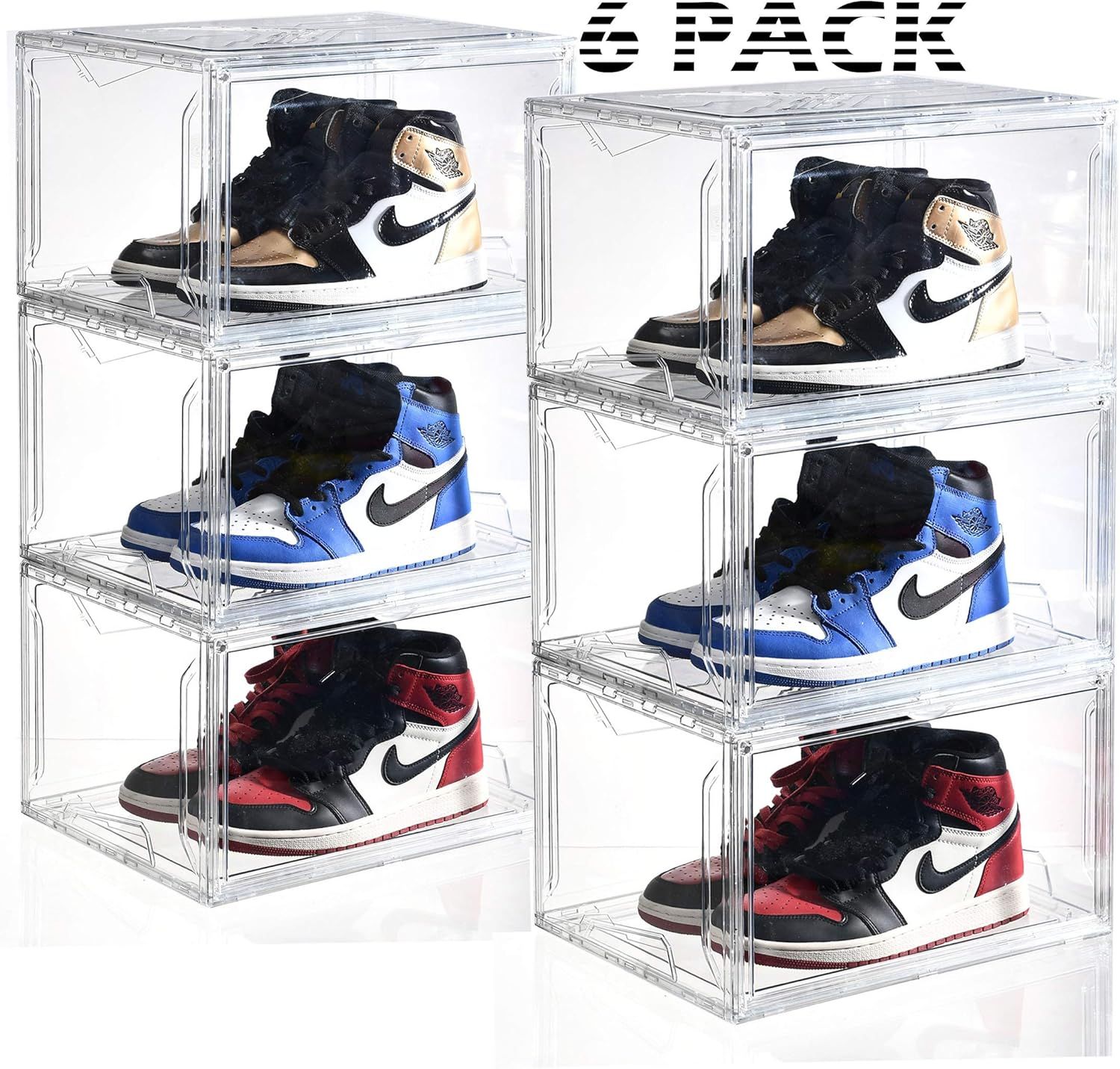 AltraTech Shoe Organizer 6 Pack Drop-Front Shoe Box L14.2" x W11" x H8.7" Super Large Size Shoe O... | Amazon (US)