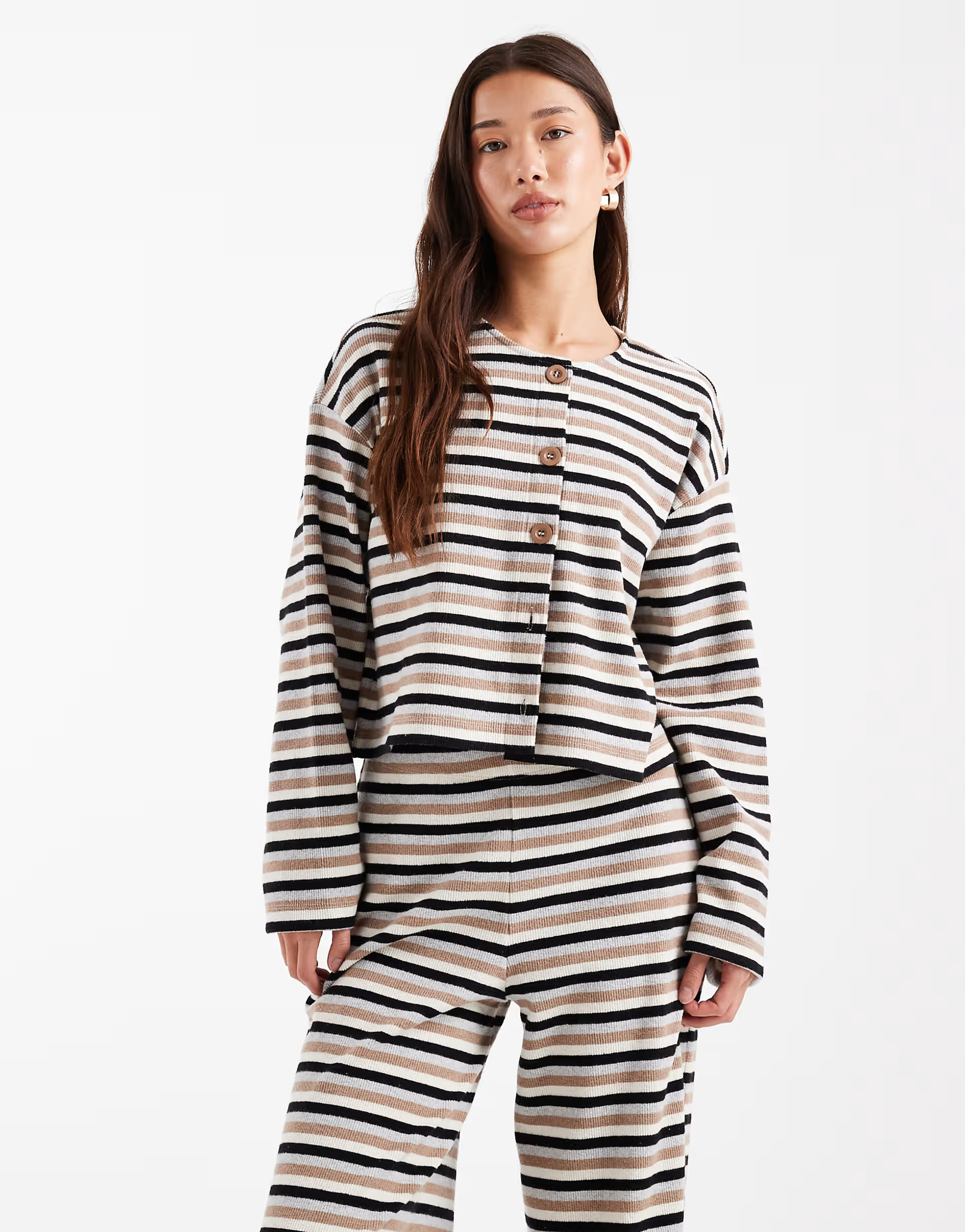 Miss Selfridge striped brushed rib knit cardigan - part of a set | ASOS (Global)