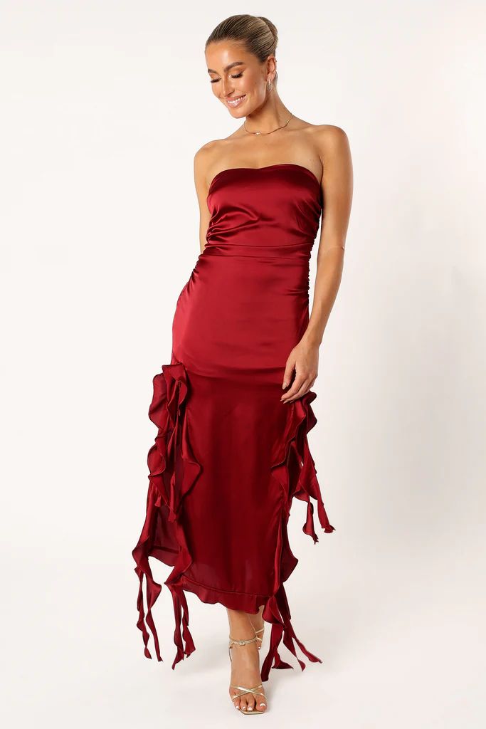 Lee Strapless Midi Dress - Wine | Petal & Pup (US)