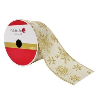 2.5" Faux Linen Wired Snowflake Ribbon by Celebrate It™ Christmas | Michaels Stores