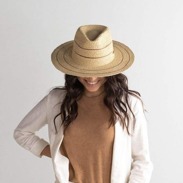 Camila Fedora - Natural with Stripes | Gigi Pip