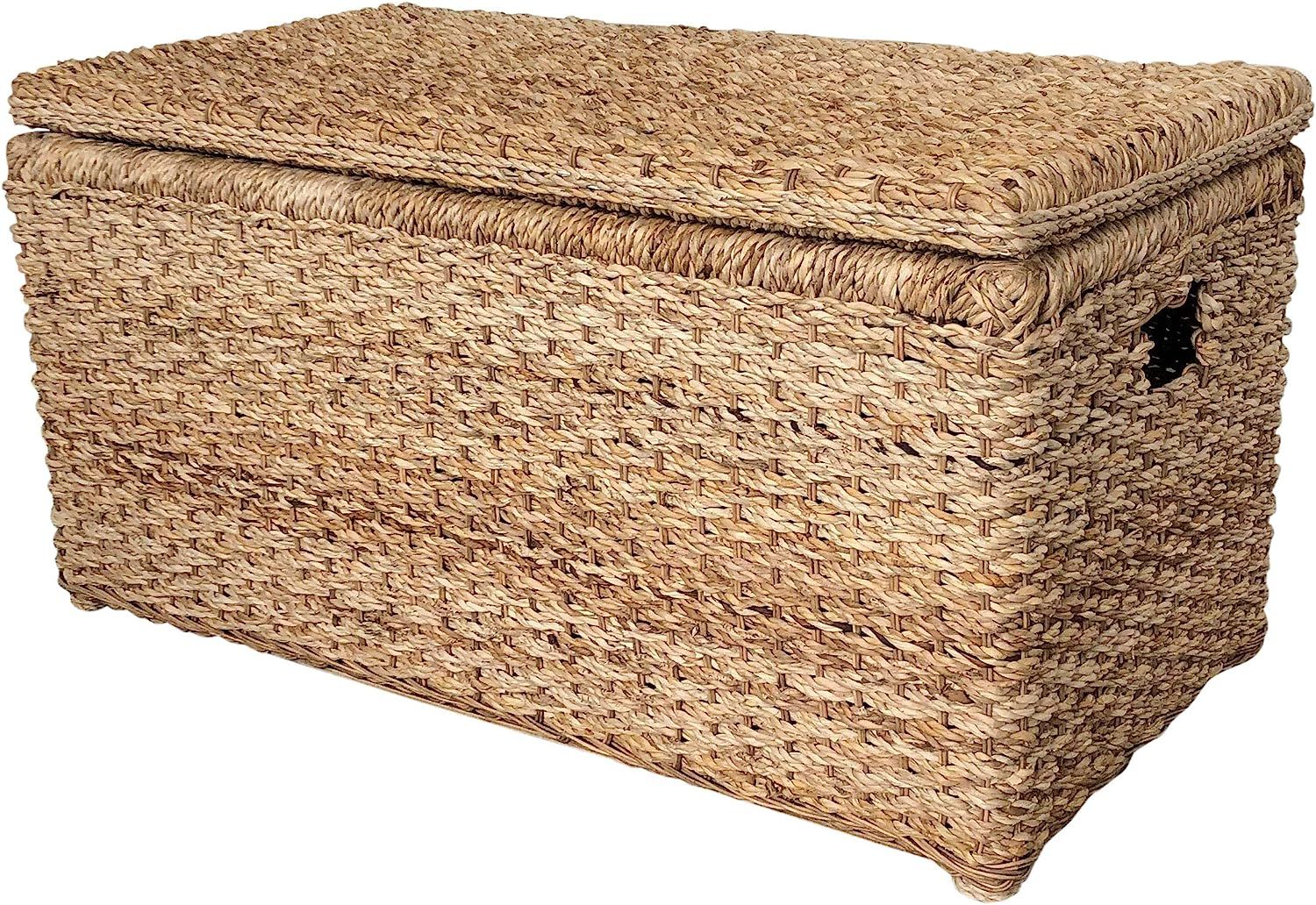 Wholestory Collective Handwoven Wicker 35" Banana Leaf Storage Trunk and Chest Toybox XL Organize... | Amazon (US)